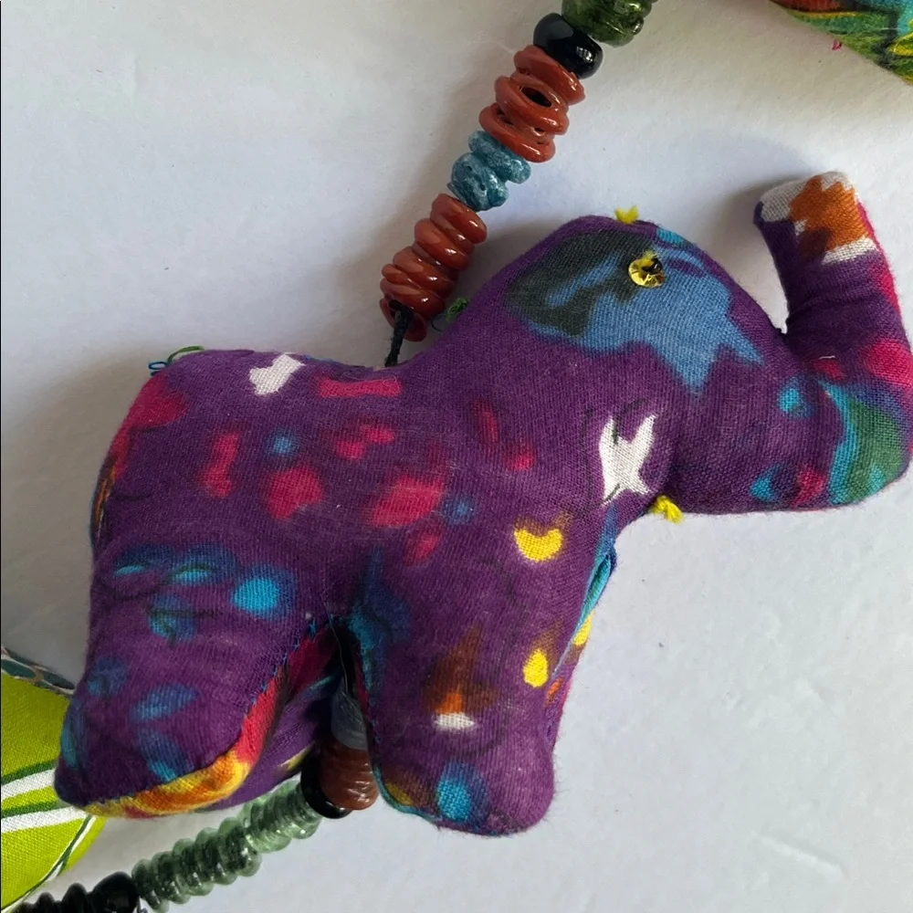 Elephant Garland World Market Handcrafted Fabric Beads Bell - Picture 6 of 10